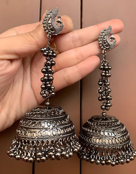 Traditional New Style Black Jhumkas Earrings For Women and Girls - Prantak